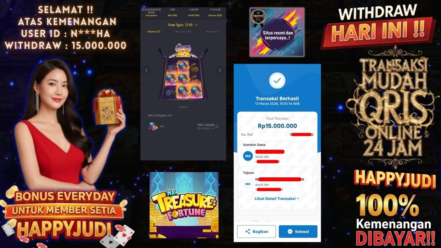 HAPPYJUDI JACKPOT SLOT MR. TREASURE'S FORTUNE